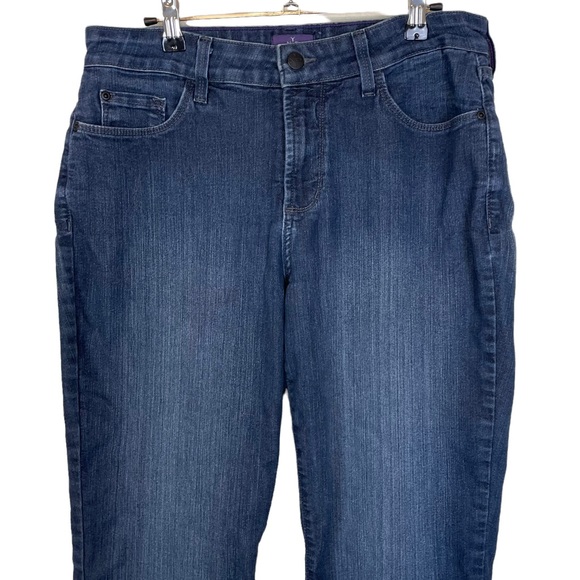 NYDJ Straight Leg Stretchy Lift Tuck Technology Mom Jeans Glitter Butt Pockets - Picture 9 of 16